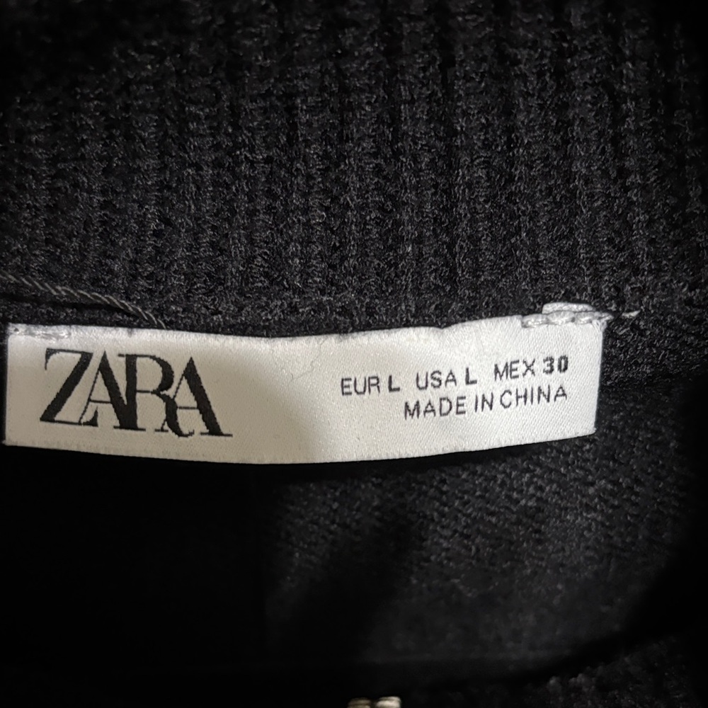 New Zara Black and Cream Striped Crop Cowl Sweater - Picture 2 of 8